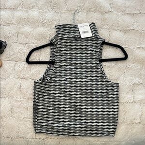 Free People Black and White Striped Crop Top